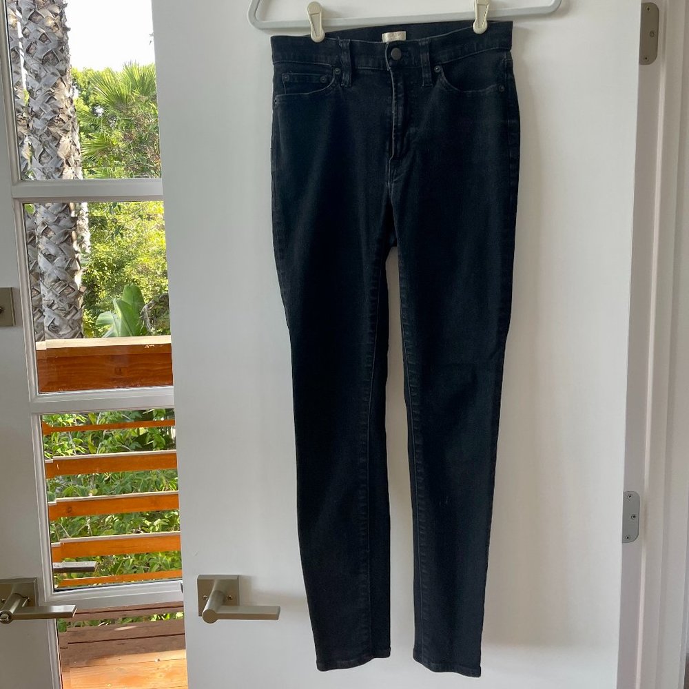 J.‎ Crew High Waist Black Denim Stretch Skinny Jeans, G8536, Size 27
